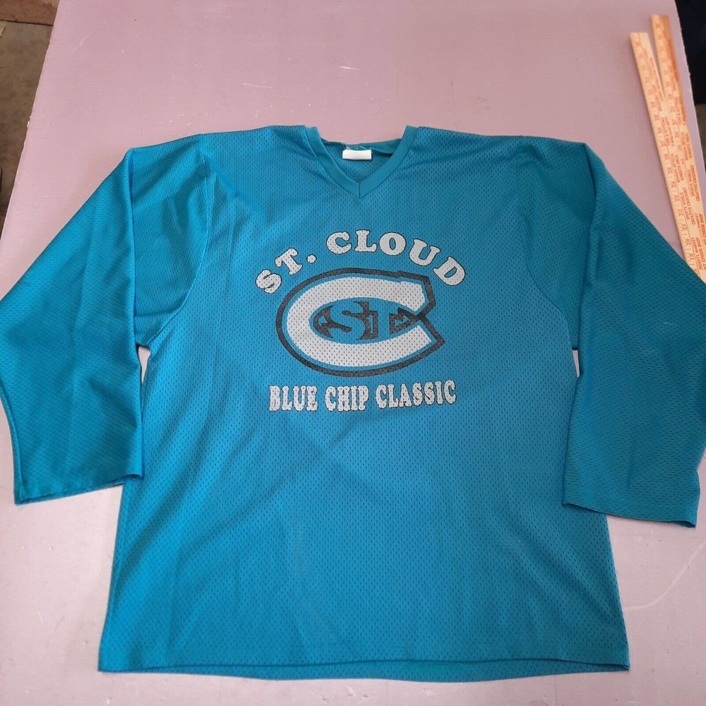 Vintage St‎ Cloud State Hockey Jersey Adult XXL 2XL Blue Chip Classic Tournament